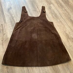 Free People 100% Leather Cow Suede Dress Womens Clothing Brown Size Small
